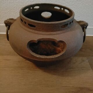 アンティーク 茶釜　鉄鬼面風炉