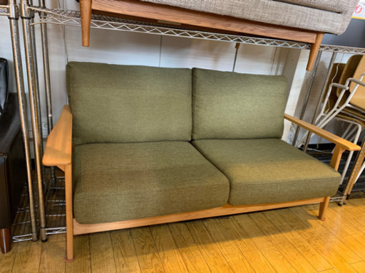 極美品 ISSEIKI 一生紀 2人掛けソファ ファブリック 天然木 アルダー無垢材 ERIS 2.5P SOFA エリス