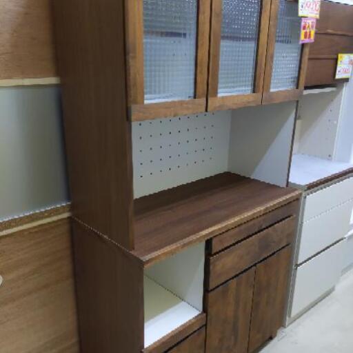 3面食器棚 レンジボード ウォールナット スチーム対応 99×39×182cm 1230-03