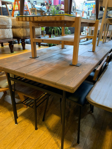 極美品 東馬 大川家具 ダイニング4点セット Kelt 天然木 レトロ ヴィンテージStyle 古木