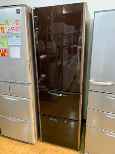 2016年製 HITACHI 365L冷蔵庫 ガラス扉 真空チルド R-S3700FV 日立 茶