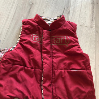 キッズ👦子供コート✨ダウンベスト2枚　120センチ赤の画像