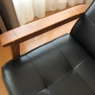 アンティーク調　2人掛けソファ 合皮レザー(ブラック)の画像