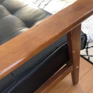 アンティーク調　2人掛けソファ 合皮レザー(ブラック)の画像