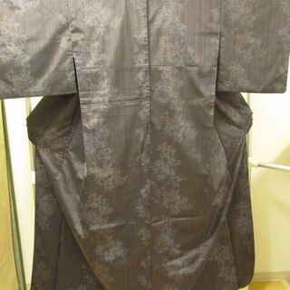 洗える着物　袷　濃い紫のバラの花柄　身丈166㎝　裄丈66㎝