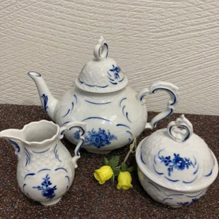 ミントン　ブルーデルフト　ティーポット・シュガーポット・クリーマー　３点セット ミントンブルーデルフトティーポット・シュガーポット・クリーマー3点