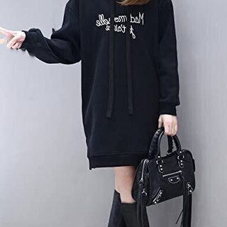 ☆レディース ロング パーカー フード 付き チュニック あったか 裏起毛☆の画像
