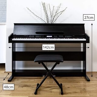 alesis 88鍵盤初心者向け電子ピアノライト鍵盤【3本ペダル/ /椅子/鍵盤カバー/譜面台付き】黒の画像