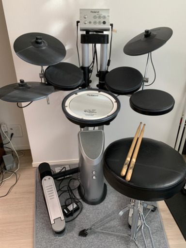【電子ドラム】ローランドHD-1（スピーカー、スティック、椅子、マット付き）