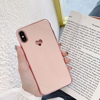 【新品】 iPhone 11ProMAXケース ハート ローズゴ...