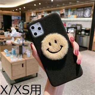 【新品】【iPhoneX/XSブラック】スマホケース ふわふわニ...