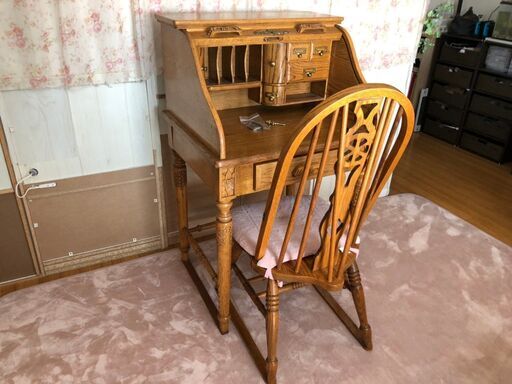 アンティーク 可愛い オシャレ デスク 机 イス セット ライティングデスク