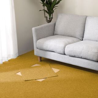 【無料】ニトリ　タイルカーペット3枚　50×50　イエロー