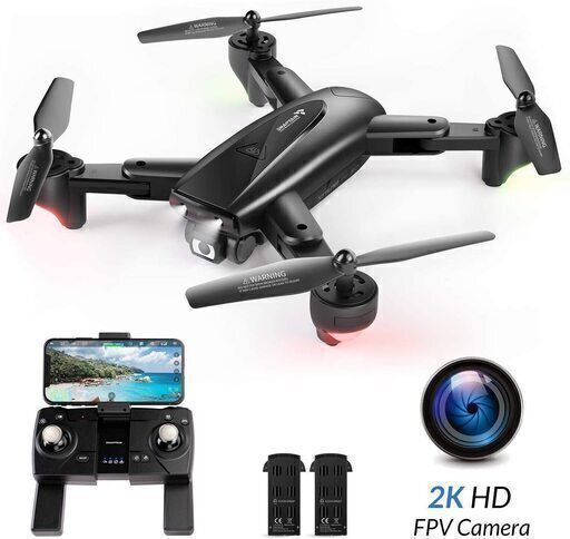 【新品】SNAPTAINドローン GPS搭載 2K 110°広角HDカメラ付き バッテリー2個付き 26分飛行時間 200g未満 折り畳み式 フォローミーモード リターンモード FPVリアルタイム伝送 2.4GHz ヘッドレスモード モード1/2転換可能 国内認証済みSP500②