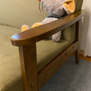2人掛け　ソファ　木　オリーブ　北欧　おしゃれの画像