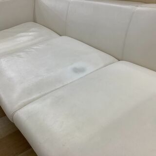 3人掛けソファー　ホワイト　売ります！ 3人掛けソファー ホワイト×シルバー レザー製【トレファク岸和田】