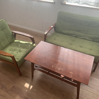 カリモク調　家具　3点セット　ソファー　イス　テーブル