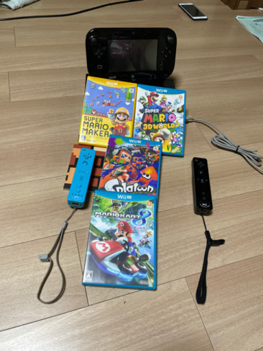 wii U 本体、カセット4本付き　コントローラー配線セット