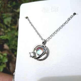 【新品】ムーンストーンネックレス レディース クリスタル グラデーション プラネットモチーフ ペンダント②の画像