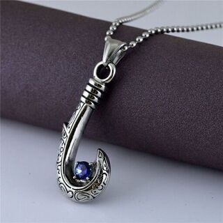 【新品】フィッシュ ネックレス チタン ペンダント メンズ 青②
