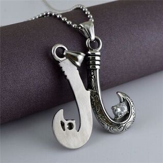 【新品】フィッシュ ネックレス チタン ペンダント メンズ 青②の画像