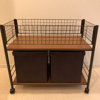 決まりました　押し入れ　収納　ラック　キャスター付き　台車　茶色の画像