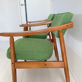 カリモク60 Dチェア タープグリーン 中古品2個セット