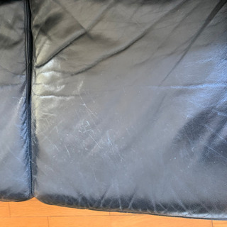 IKEA 革3人掛けソファ　黒の画像