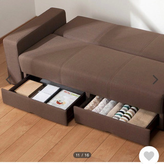 ニトリ　収納付き布張りソファベッドの画像