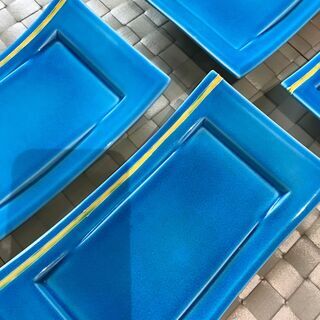 コバルトブルーの長方形皿ｘ4枚