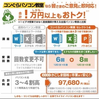 鹿児島 パソコン教室 料金コミコミ 安心プラン【仕事＆就活Excel+Wordセット講座】の画像