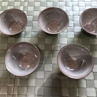 「青嵐（たち吉）」粉ひき湯吞みx5客