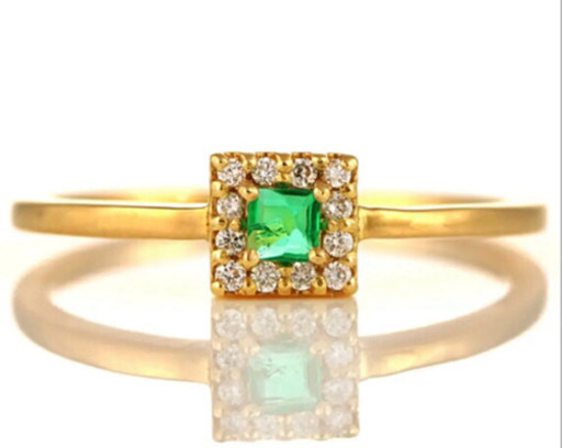 天然エメラルド リング ダイヤモンド金k18【0.06ct】SUEHIRO新品‼︎