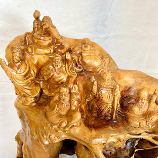 決まりました【大型木彫七福神】美術品 風水開運 玄関インテリア置物