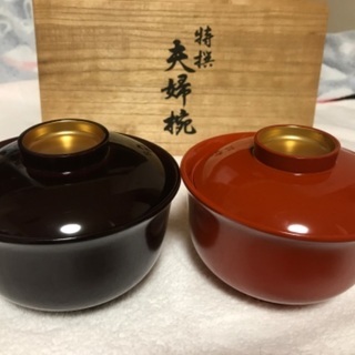 決まりました！　会津塗り　夫婦椀　蓋付 B　お値下げしました