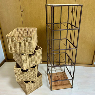 【値下げ】ラタン アンティーク風チェスト 4段 収納棚の画像