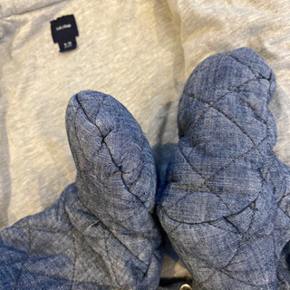 babyGAP70サイズキルティングくまさん着ぐるみロンパースカバーオール ジャンプスーツダンガリー生地の画像