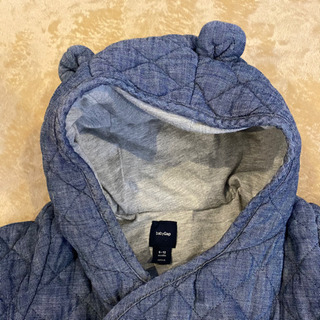 babyGAP70サイズキルティングくまさん着ぐるみロンパースカバーオール ジャンプスーツダンガリー生地の画像