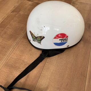 バイク用　ヘルメット　半帽　白　ステッカーあり