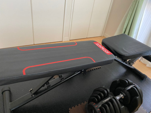 可変式ダンベル40kg×2、ベンチ、マット