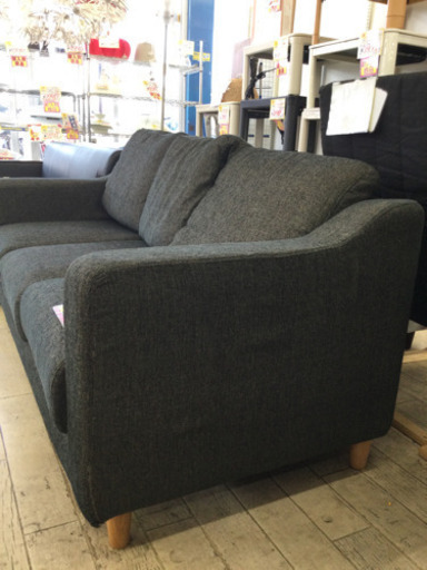 1/4 【人気なスタンダードデザイン✨】 福岡東区 定価¥48,900 3P ソファ ソファー 3人掛け 椅子 モダン ファブリック おしゃれ ダークグレー クール