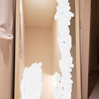 高さ160cm 姿見　大型ミラー　アイボリーカラー　