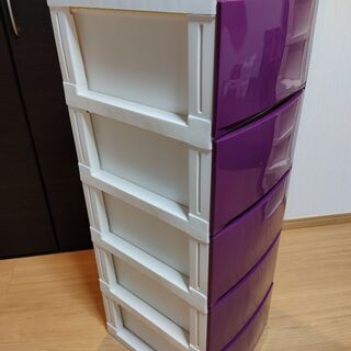 プラスチック5段収納ケース🟣色300円の画像