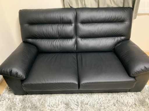 2人掛け　ソファー　ブラック