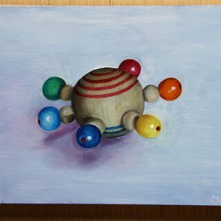 絵画　油絵　直筆: 独楽・spinning top