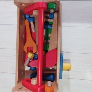 値下げ!木製工具玩具と木製積み木セットの画像