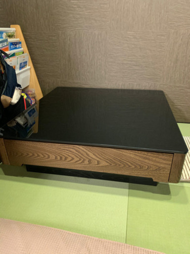 センターテーブル ローテーブル ガラステーブル テーブル 収納付き 高級感 Squareセンターテーブル 幅1000 奥行1000 ガラス アッシュ材 MDF材 四角 モダン リビング
