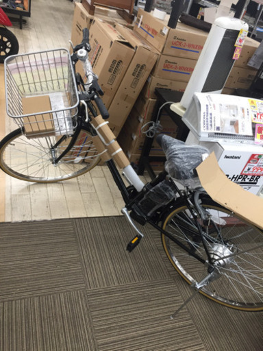 1/5 【かっこいいブラック✨】 福岡 東区 21テクノロジー 26インチ 電動アシスト 自転車 電動自転車 ママチャリ  ブラック 黒 6段変速 未使用