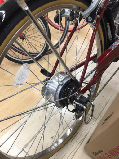 1/5 【オシャレなワインレッド✨】 福岡 東区 21テクノロジー 26インチ 電動アシスト 自転車 電動自転車 ママチャリ ワインレ
