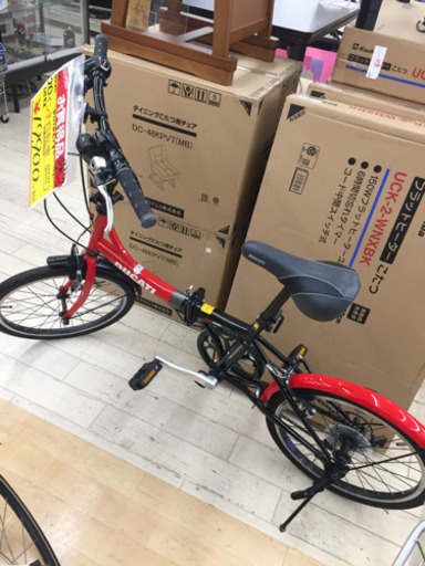1/5 【持ち運びもらくらく✨】 福岡 東区 定価¥54,700 DUCATI 20インチ 折りたたみ 自転車 レッド 赤 6段変速